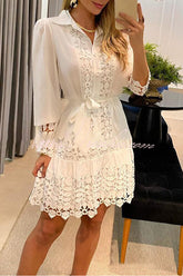 Vestido camisero con parche de encaje de guipur Chasing Love